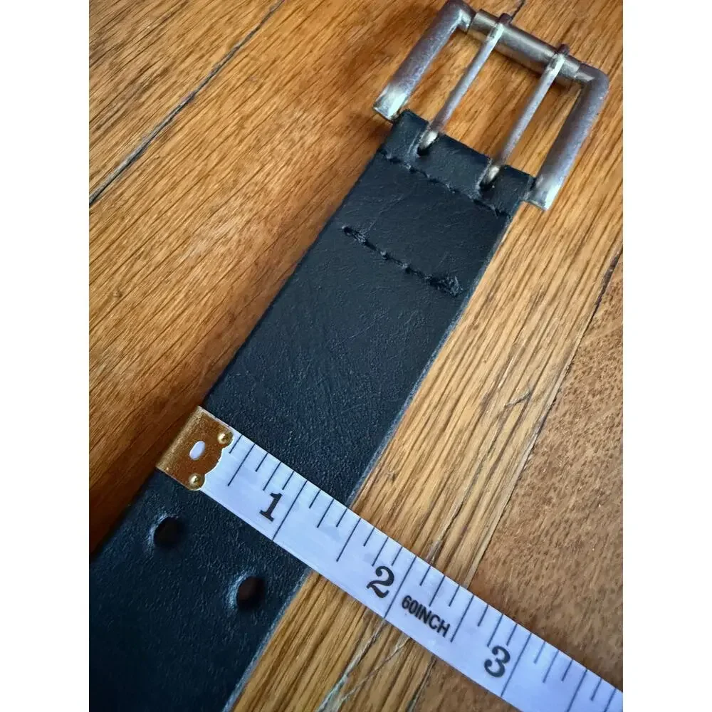 Black Leather Belt w/Dbl Prong Buckle Mens sz 40-44